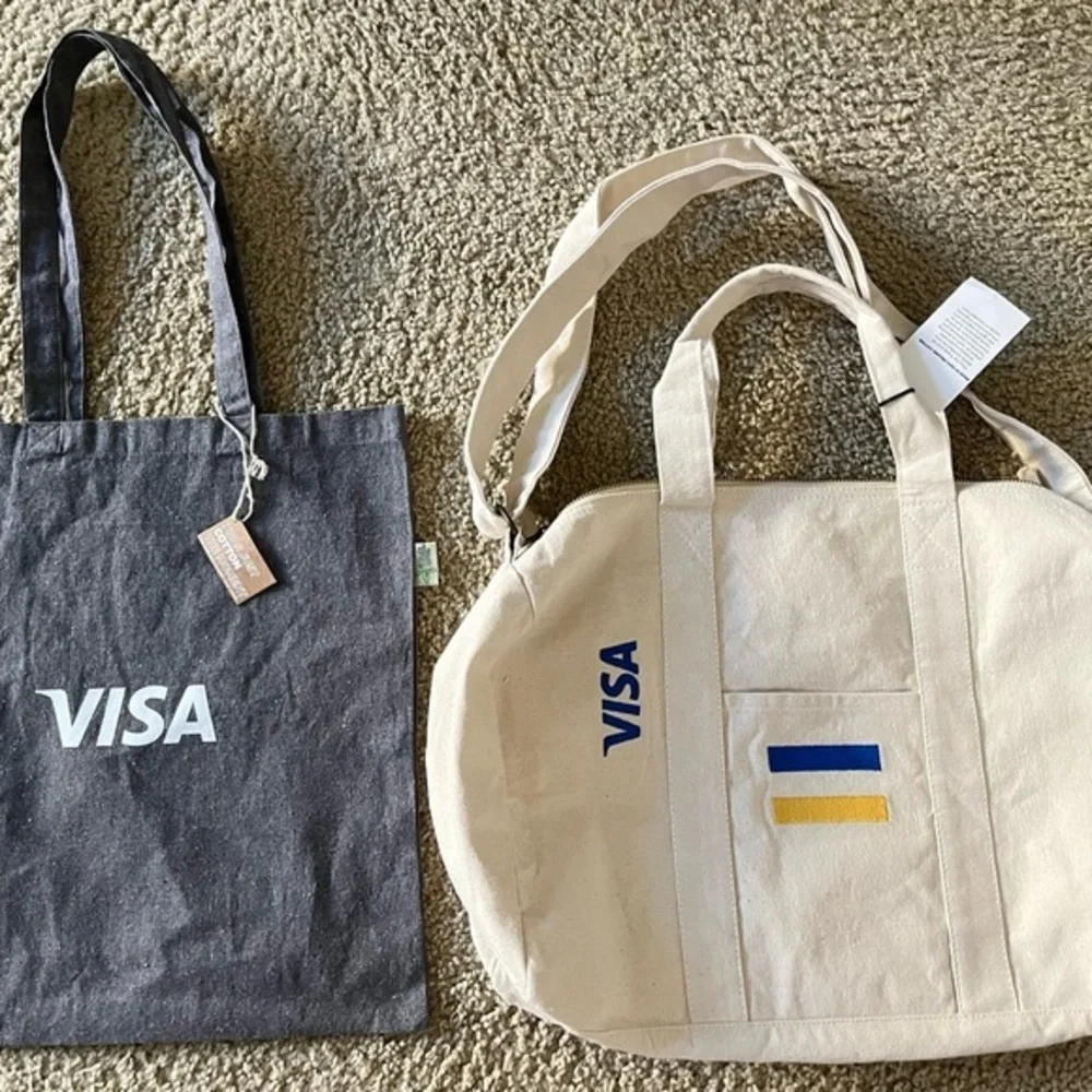 Visa Duffel Bag & Tote Bag Set - 100%‎ Organic Cotton, New with Tags, Logo